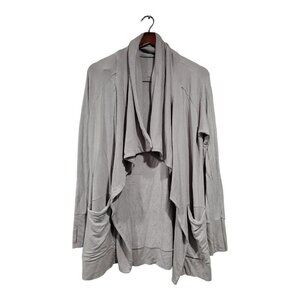 Athleta Studio Wrap Cardigan Womens Size S Sweater Magnetic Closure Gray…